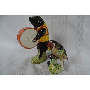 Beswick Ware Pig Promenade Band Michael PP6 Bass Drum & Goldfinch Bird Figurine